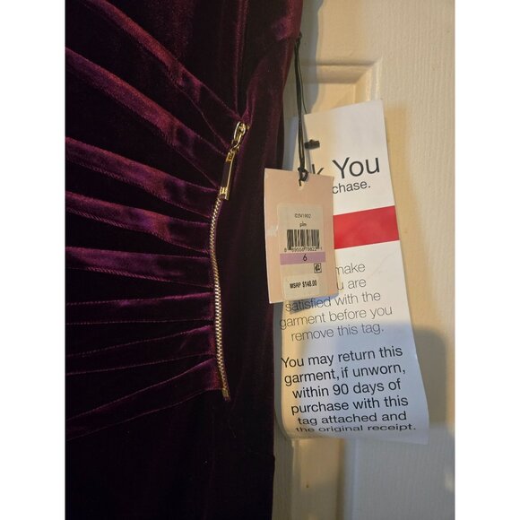 Ivanka Trump Festive Burgandy Velvet Dress Holiday New w Tags Size 8 - Picture 2 of 4